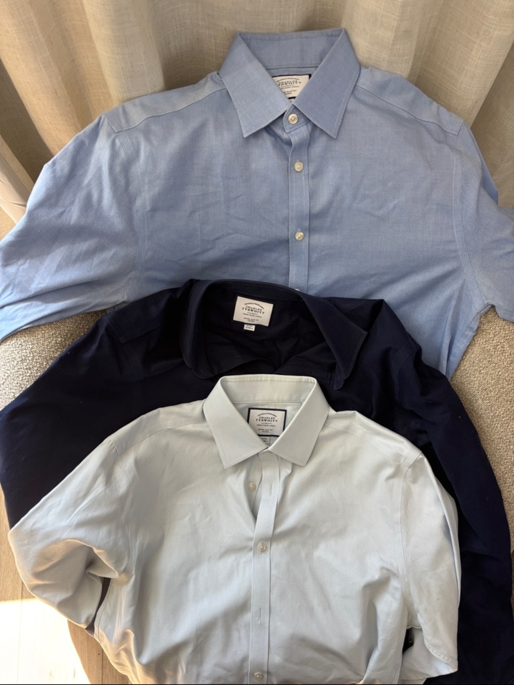 Charles Tyrwhitt Three-Pack Men's Dress Shirts - Light Blue, Navy, Pale Blue